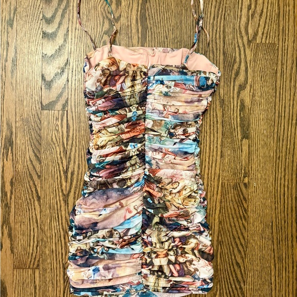 Artistic Print Ruched Dress - Picture 3 of 4